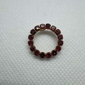 10K Yellow Gold Round Open Circle Infinity Red Garnet Pendant JCM